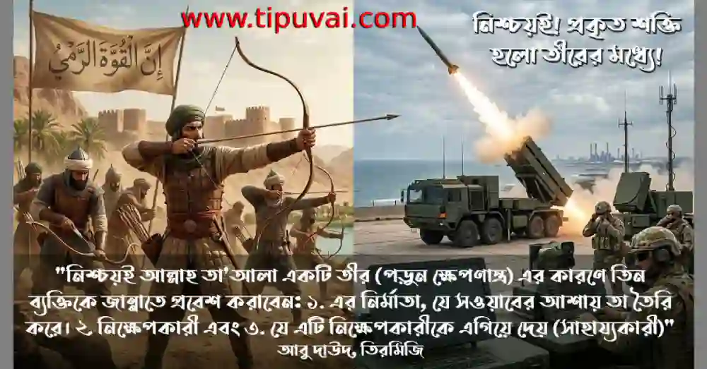 তীর তথা ক্ষেপণাস্ত্র শক্তিতে বলিয়ান হতে স্বয়ং রাসুল (সাঃ) নির্দেশ দিয়েছেন।